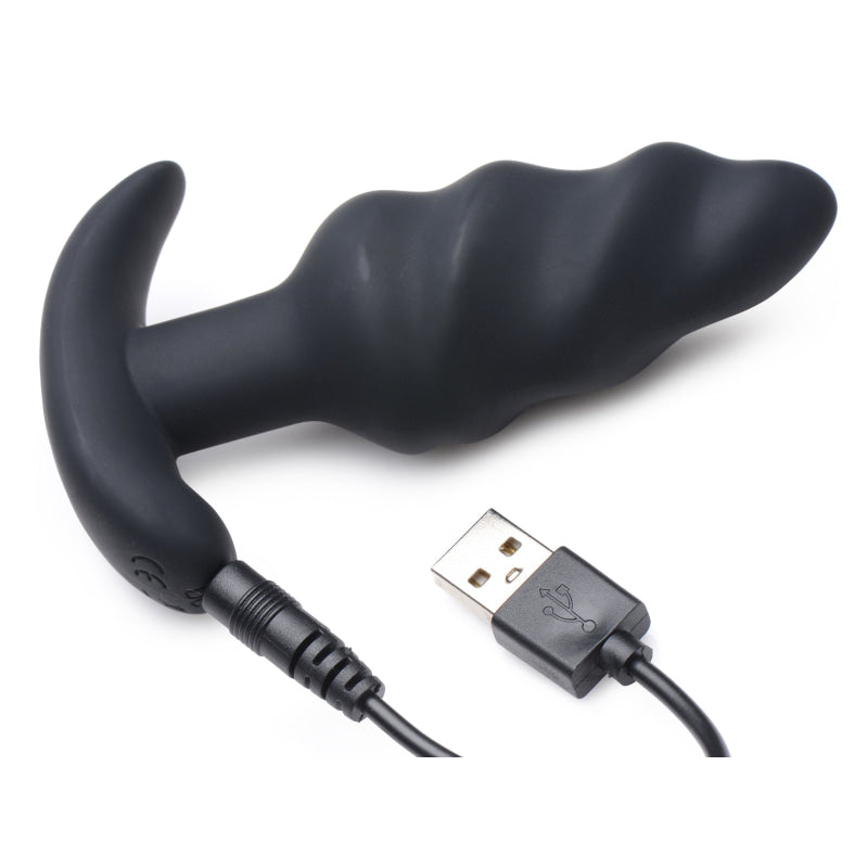 21x Silicone Swirl Plug With Remote -Black