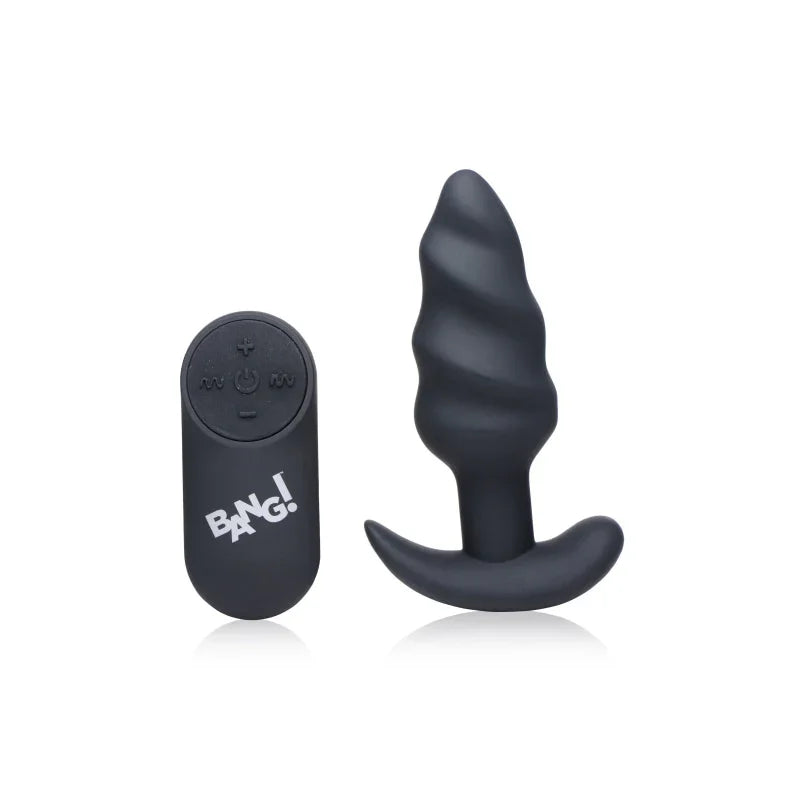 21x Silicone Swirl Plug With Remote -Black - MyPleasure