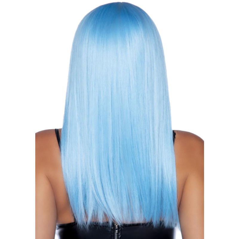 24 Inch Long Straight Bang Wig Blue