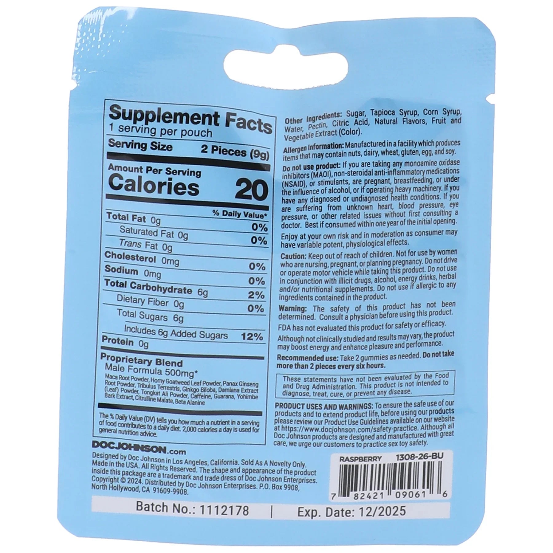 Spanish Fly - Male Sex Gummies - 12 Pack - 2 Pcs Per Pack - Raspberry