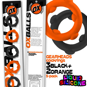 Gearheads 5 Pack Spinner Rings - Orange Black