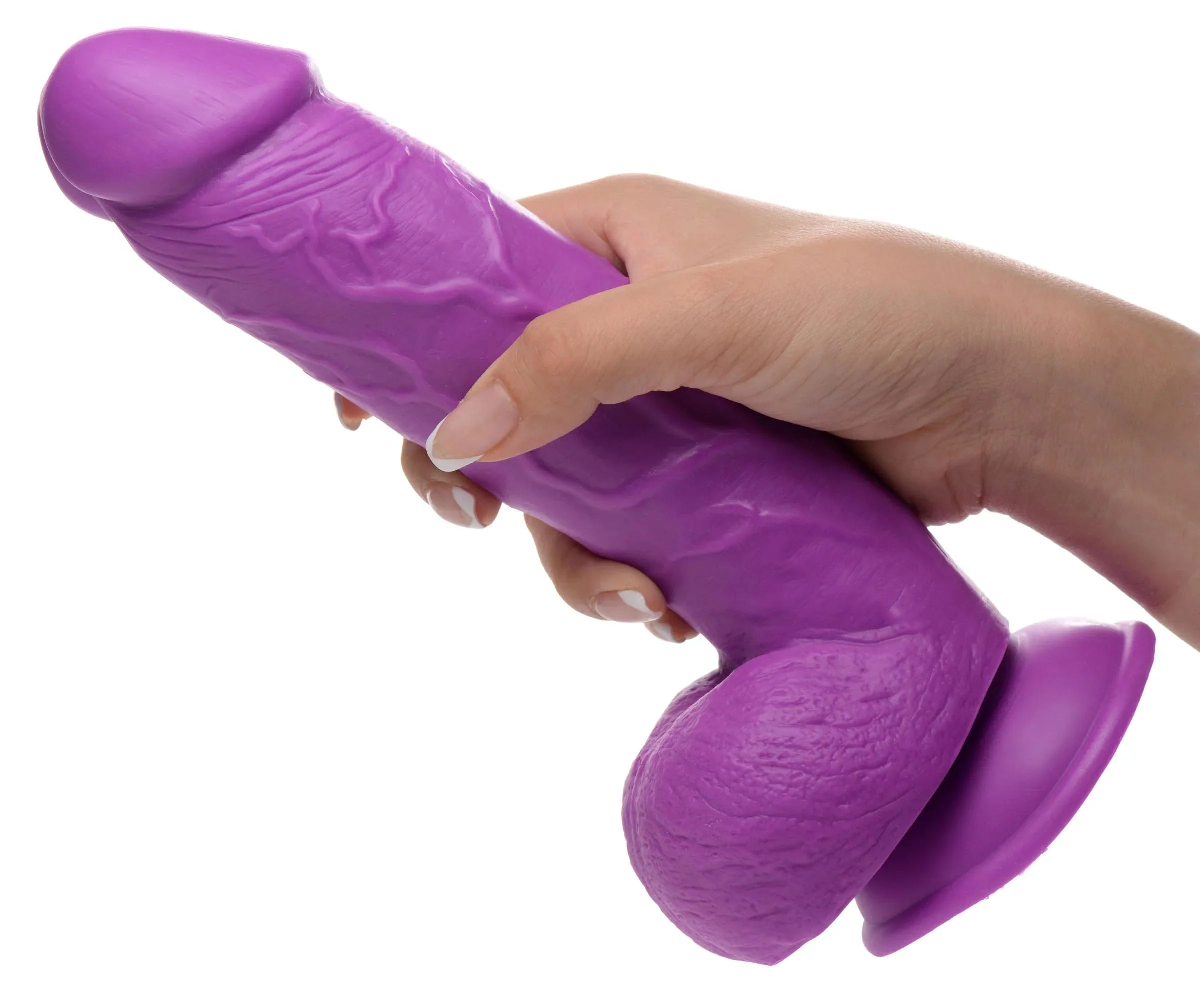 Pop Peckers 8.25 Inch Dildo with Balls - Purple