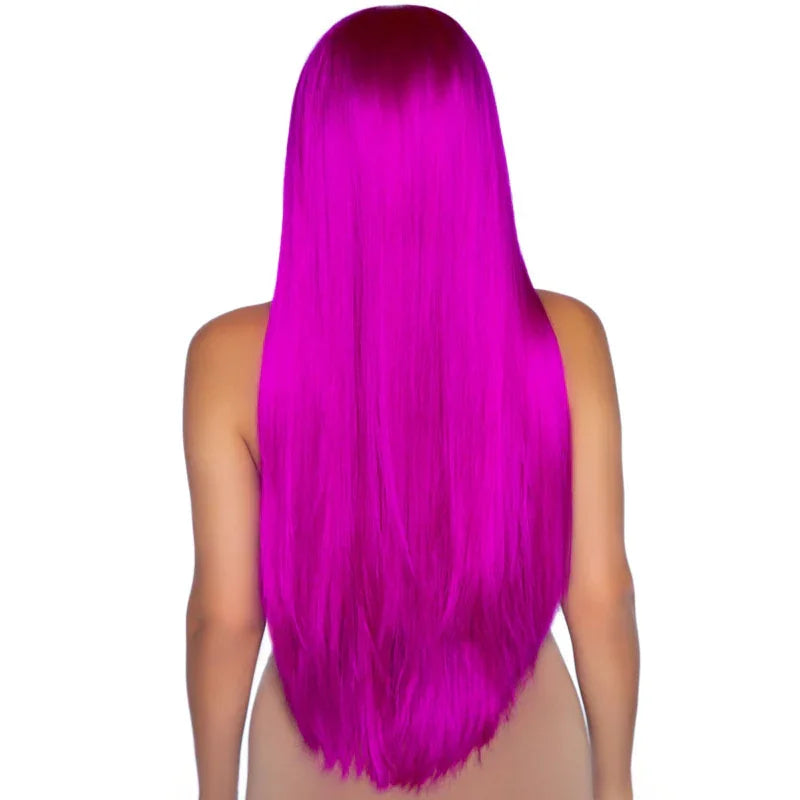 33 Inch Long Straight Center Part Wig Raspberry - MyPleasure