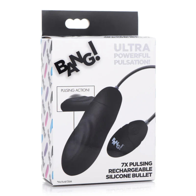 7x Pulsing Rechargeable Silicone Bullet- Black - MyPleasure