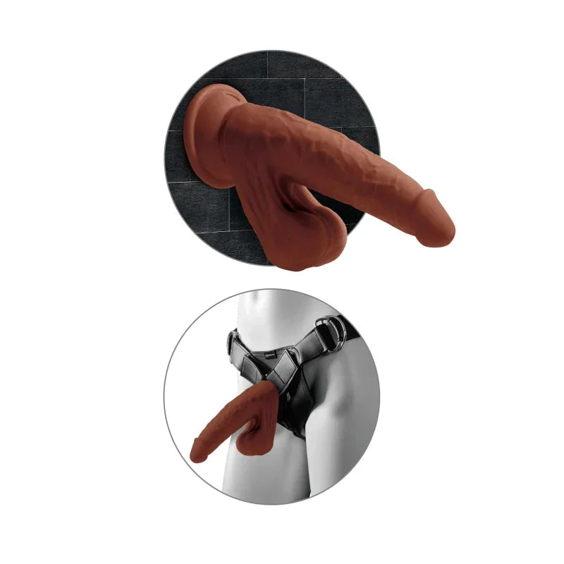 8 Inch Triple Density Cock With Swinging Balls - Brown