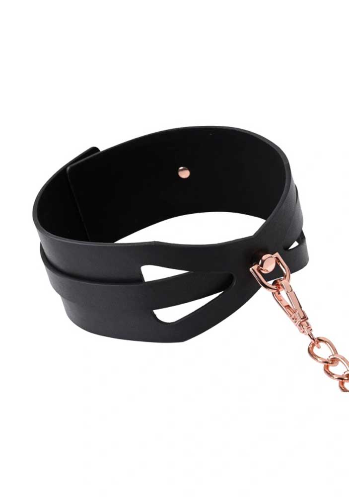 Brat Collar and Leash - Black / Rose Gold