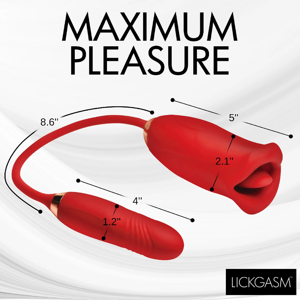 Magic Kiss Kissing Clitoral Stimulator With  Thrusting Vibrator - Red