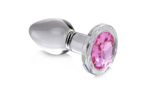 Pink Gem Glass Anal Plug - Medium