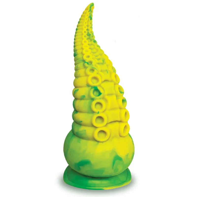 Alien Nation Octopod Silicone Rechargeable Vibrating Creature Dildo - Yellow and Green