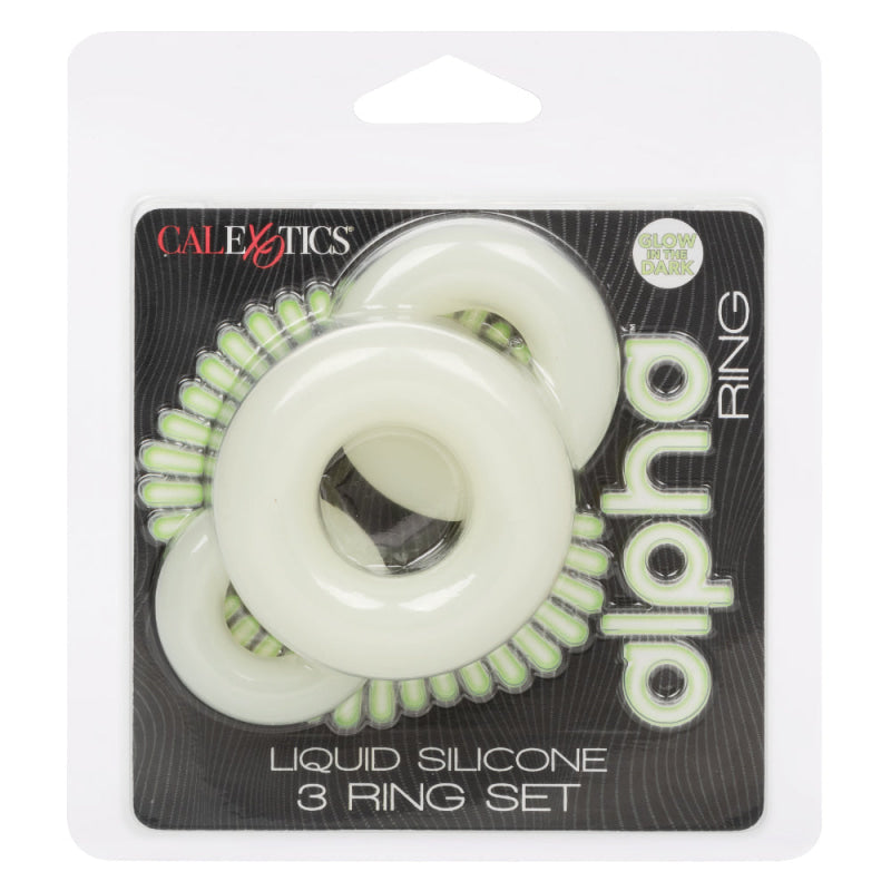 Alpha Glow-in-the-Dark Liquid Silicone 3 Ring Set  - White