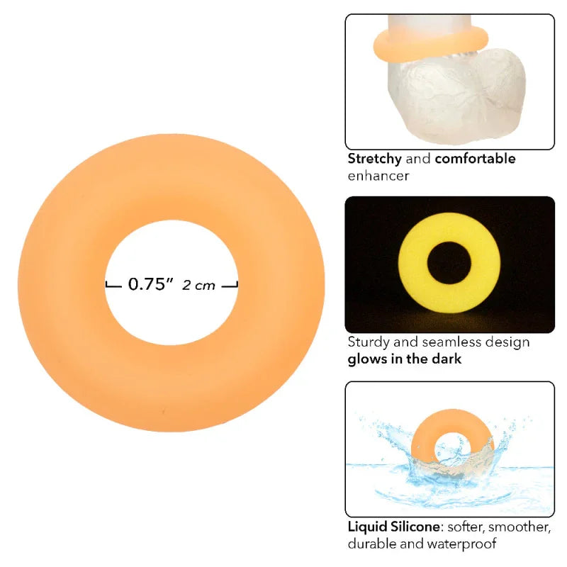 Alpha Glow-in-the-Dark Liquid Silicone Prolong Medium Ring - Orange - MyPleasure