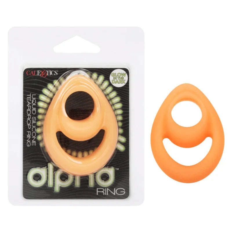 Alpha Glow-in-the-Dark Liquid Silicone Teardrop Ring - Orange - MyPleasure