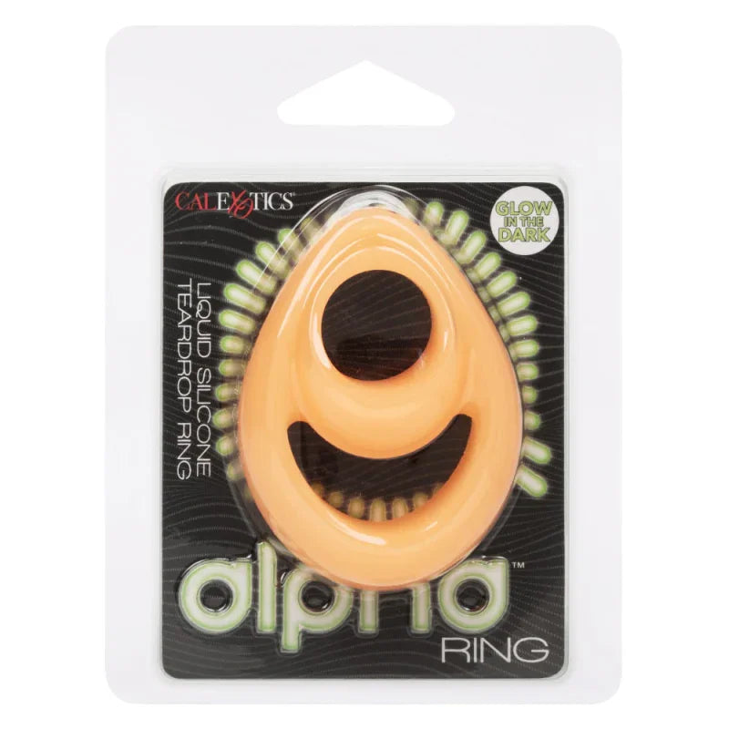 Alpha Glow-in-the-Dark Liquid Silicone Teardrop Ring - Orange - MyPleasure
