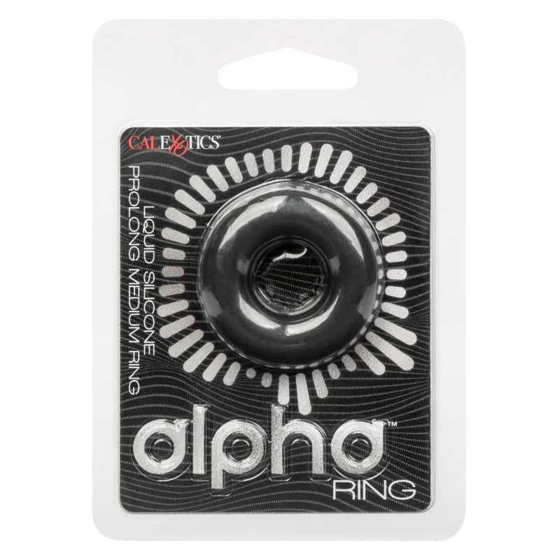 Alpha Liquid Silicone Prolong Medium Ring - Black - MyPleasure