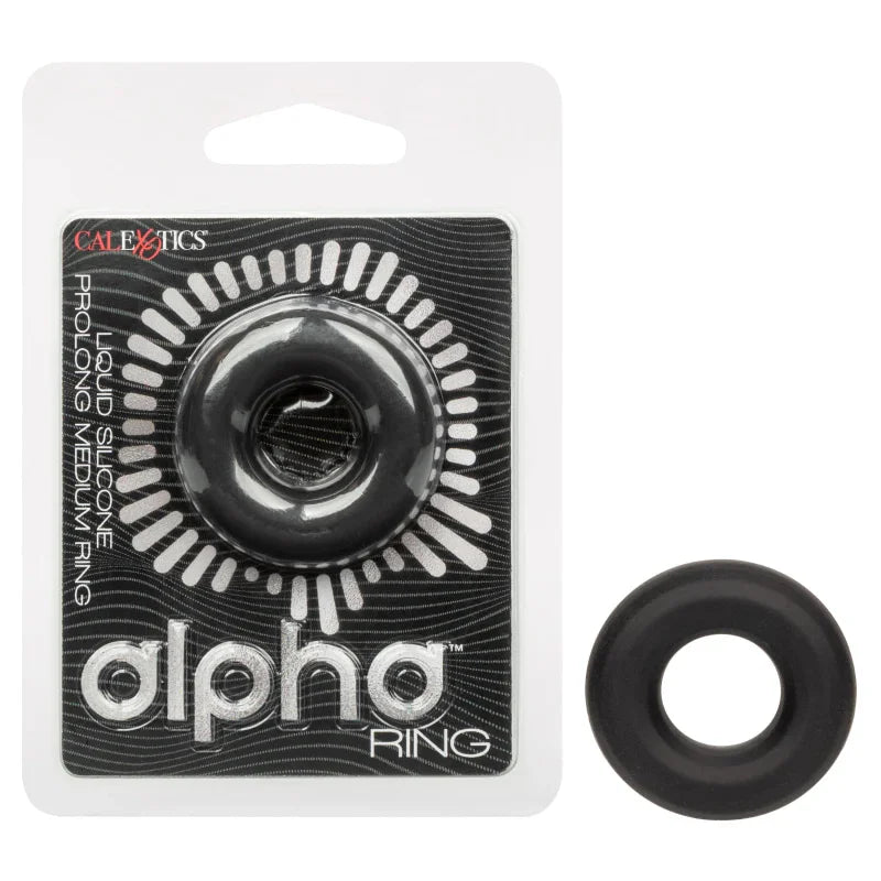 Alpha Liquid Silicone Prolong Medium Ring - Black - MyPleasure