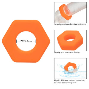 Alpha Liquid Silicone Prolong Sexagon Ring - Orange - MyPleasure