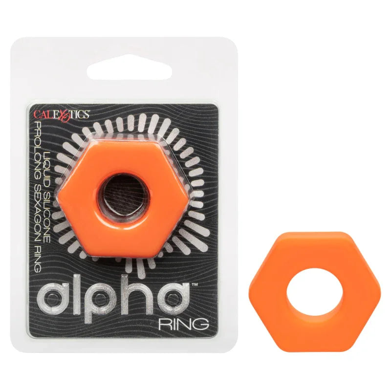 Alpha Liquid Silicone Prolong Sexagon Ring - Orange - MyPleasure