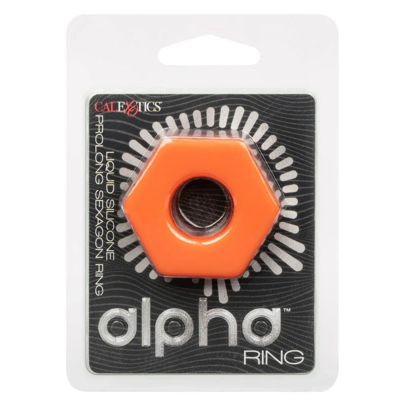 Alpha Liquid Silicone Prolong Sexagon Ring - Orange - MyPleasure