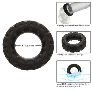 Alpha Liquid Silicone Prolong Tread Ring - Black - MyPleasure