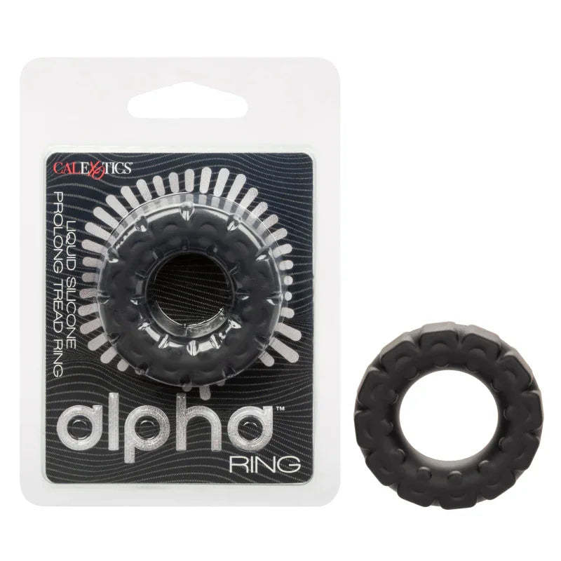 Alpha Liquid Silicone Prolong Tread Ring - Black - MyPleasure