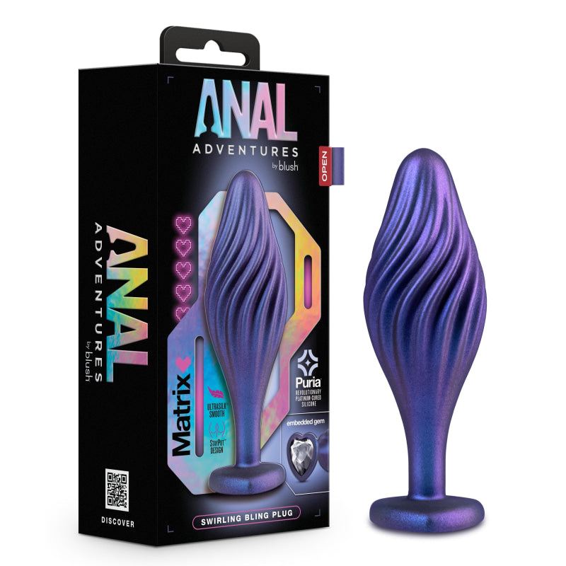 Anal Adventures Matrix - Swirling Bling Plug -  Sapphire