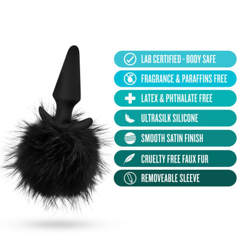 Anal Adventures - Platinum - Rabbit Tail  Plug -  Black