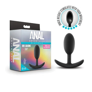 Anal Adventures - Platinum - Silicone Vibra Slim Plug -Medium - Black