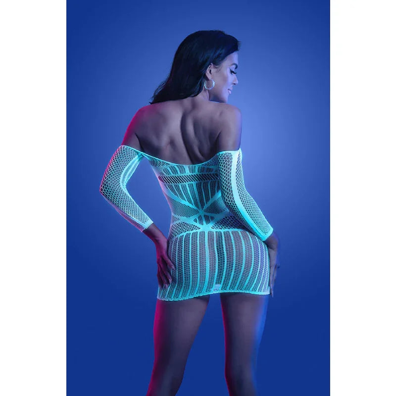 Ascension Long Sleeve Seamless Dress - One Size - White/blue