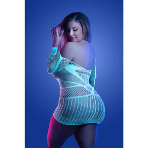 Ascension Long Sleeve Seamless Dress - Queen - White/blue