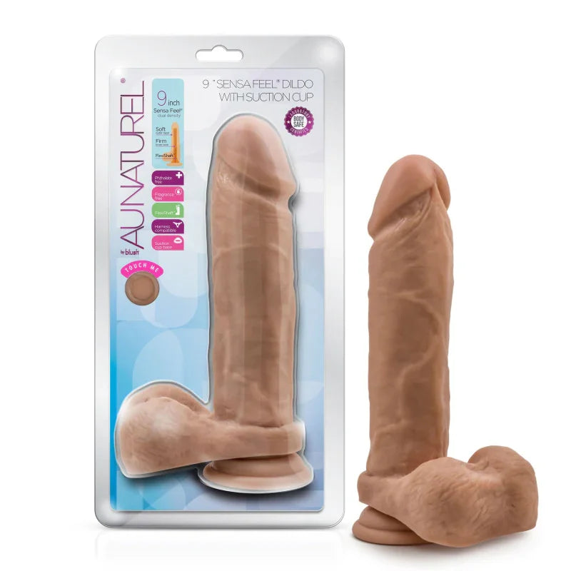 Au Natural - 9.5 Inch Dildo With Suction Cup - Mocha