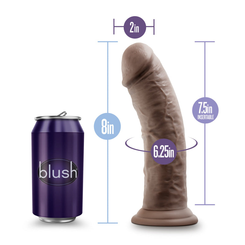 Au Naturel - 8 Inch Dildo With Suction Cup -  Chocolate