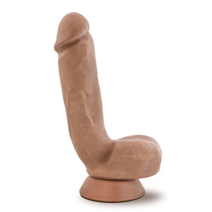 au naturel macho realistic dildo in brown with textured veins and suction base