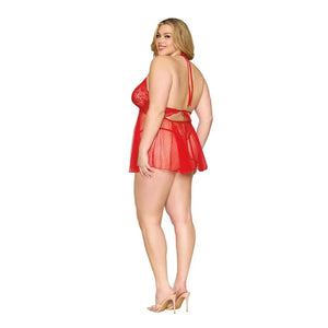 Babydoll and G-String Dmnd - One Size Queen - Red