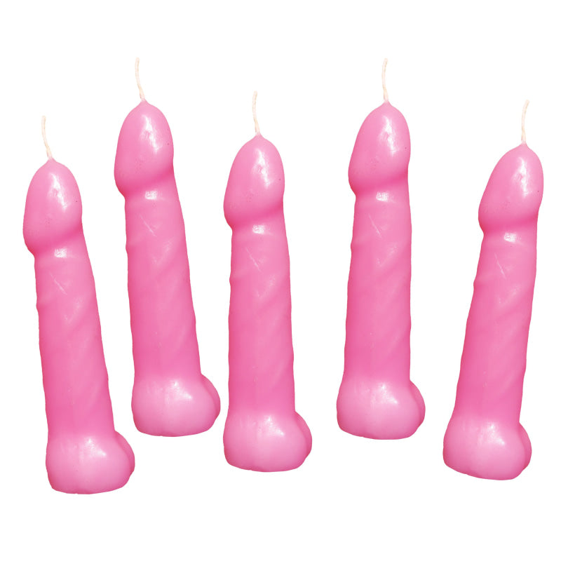 Bachelorette Pecker Party Pink Candles 5pk