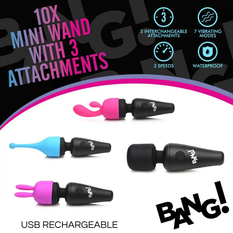 Bang - 10x Mini Wand With 3 Attachments - MyPleasure