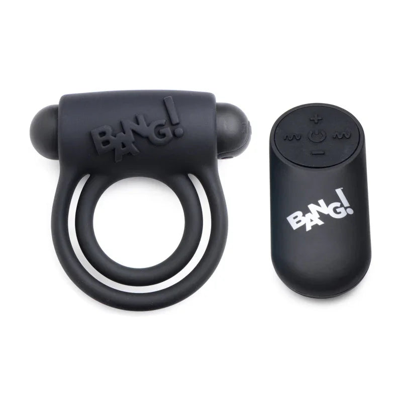 Bang - Silicone Cock Ring and Bullet With Remote Control - Black - MyPleasure