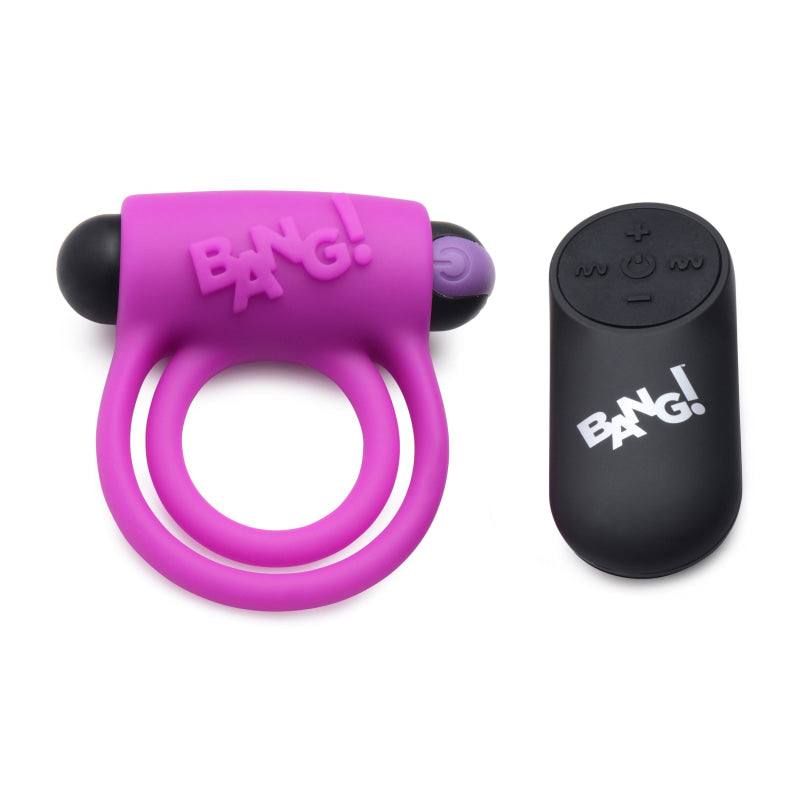 Bang - Silicone Cock Ring and Bullet With Remote Control - Purple