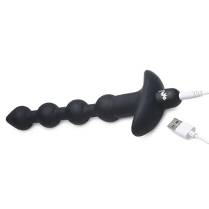 Bang - Vibrating Silicone Anal Beads and Remote Black