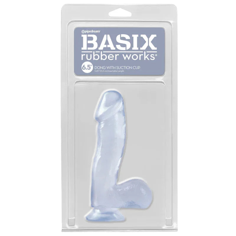 Basix Rubber Works - 6.5 Inch Dong With Suction Cup - Clear