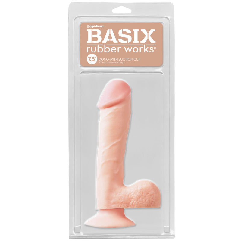 Basix Rubber Works - 7.5 Inch Dong With Suction Cup - Flesh