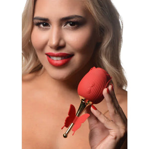 Bloomgasm Flutter Rose Sucking Rose With Butterfly Teaser - Red