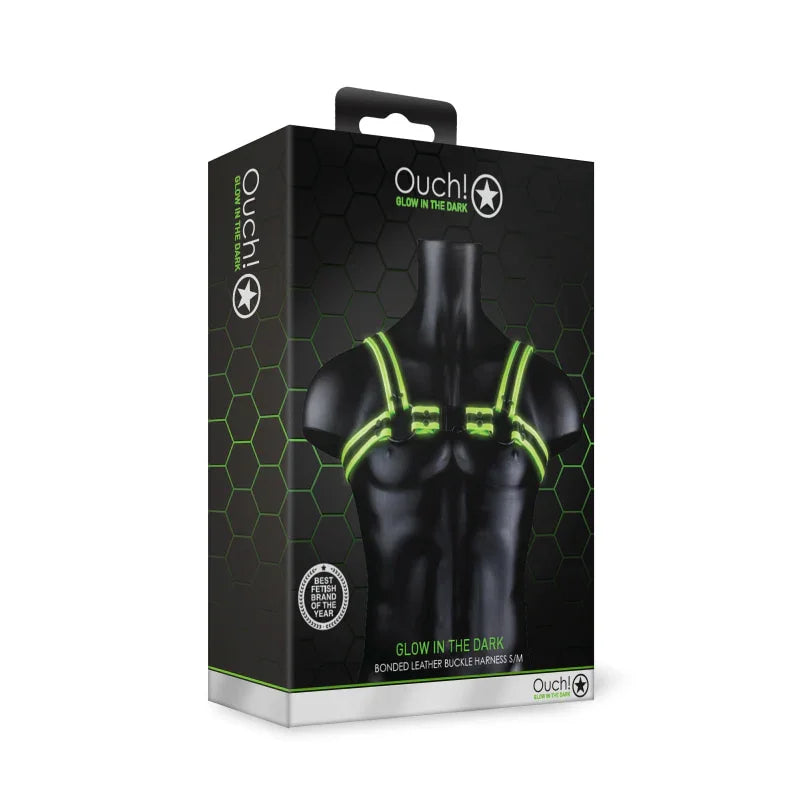 Bonded Leather Buckle Harness - Small/medium - Glow in the Dark