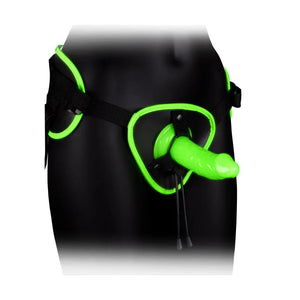 Bonded Leather Strap-on With Silicone Dildo 5.7 Inch - Glow in the Dark