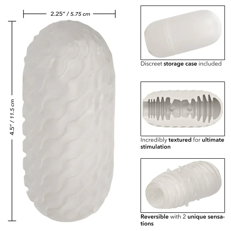 Boundless Reversible Ribbed Stroker - Clear - MyPleasure