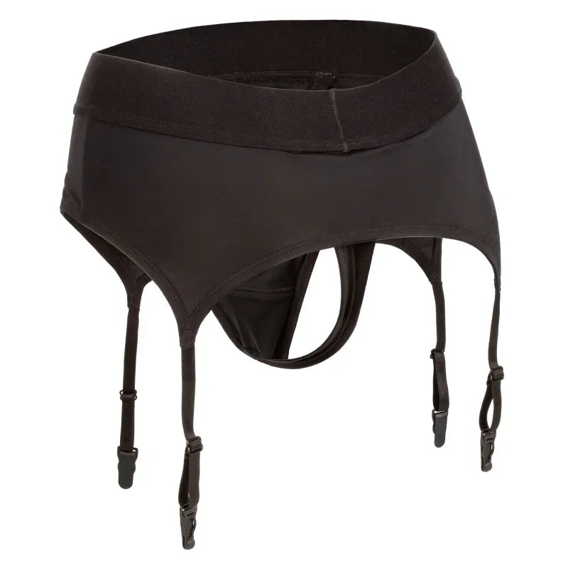 Boundless Thong With Garter - L/xl - Black - MyPleasure