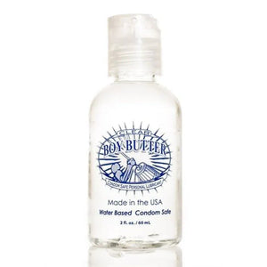 Boy Butter Clear water-based personal lubricant bottle, condom safe, made in USA, 2 fl oz