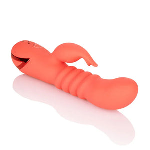CalExotics California Dreaming y Cutie Silicone Thrusting Rabbit Vibrator, Orange, 1 Count