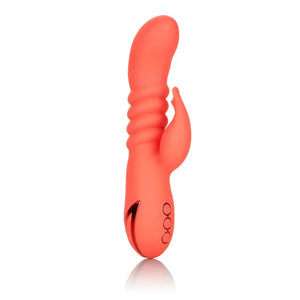CalExotics California Dreaming y Cutie Silicone Thrusting Rabbit Vibrator, Orange, 1 Count