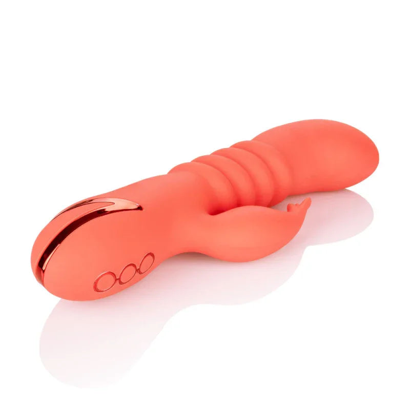 CalExotics California Dreaming y Cutie Silicone Thrusting Rabbit Vibrator, Orange, 1 Count