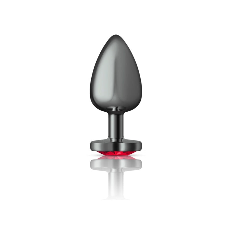 Cheeky Charms - Gunmetal Metal Butt Plug - Heart - Dark Red - Large - Anal Toys & Stimulators